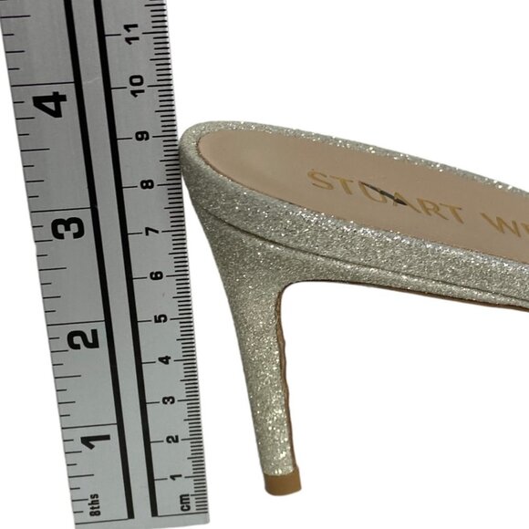 NEW Stuart Weitzman Soiree Sleek 75 Glitter Sandals Size 39 or 8.5 Wedding Shoes - Picture 10 of 12